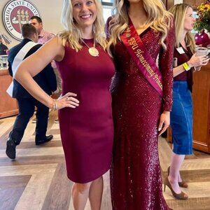 Johnathan Kayne Red Maroon Formal Gown Pageant Dress